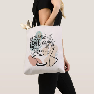 Bolso De Tela Ilustraciones estéticos, café Chica