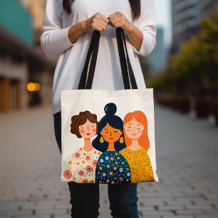Bolso De Tela Ilustradas mujeres amigas Art Trendy Graphic
