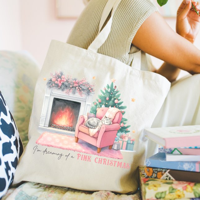 Bolso De Tela I'm Dreaming of a Pink Christmas Tote Bag (Customize this cute I'm Dreaming of a Pink Christmas. )