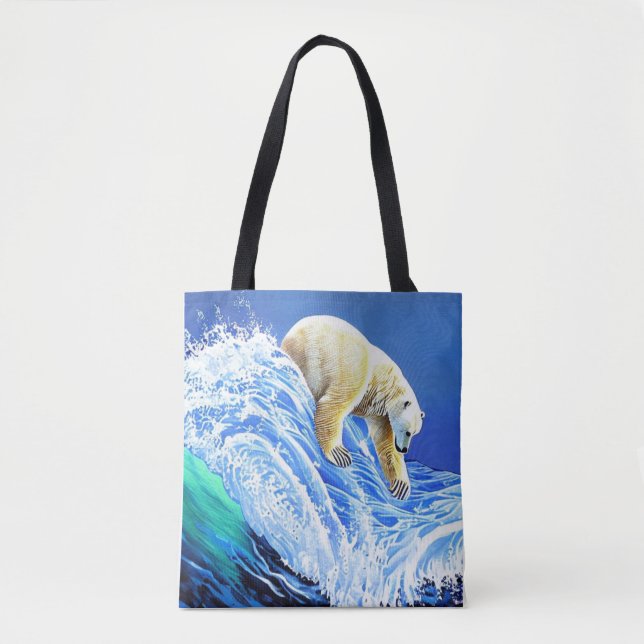 Bolso De Tela Image: Polar bear in the sea. (Anverso)