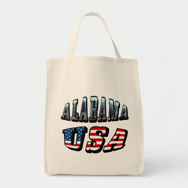 Bolso De Tela Imagen de Alabama y fuente de bandera de Estados U (Frente)