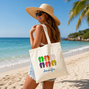 Bolso De Tela Imagen de chanclas vacaciones de verano playa nomb