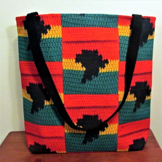 Bolso De Tela Imagen de Crochet de Artista Verde Oro Rojo Africa (Subido por el creador)