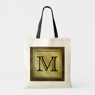 Bolso De Tela Imagen de encargo impresa del monograma. Brown