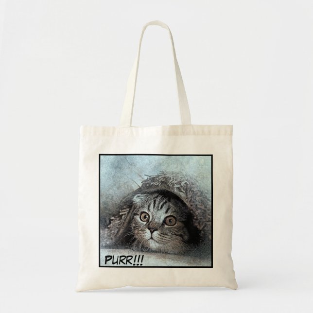 Bolso De Tela Imagen de gato de cierre adorable (Frente)