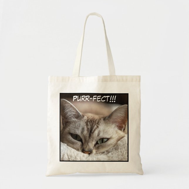 Bolso De Tela Imagen de gato de cierre adorable (Frente)