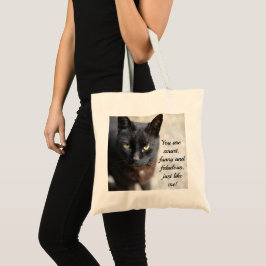 Bolso De Tela Imagen de Gato Negro con cita motivadora