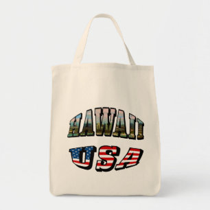 Bolso De Tela Imagen de Hawaii y texto de bandera de Estados Uni