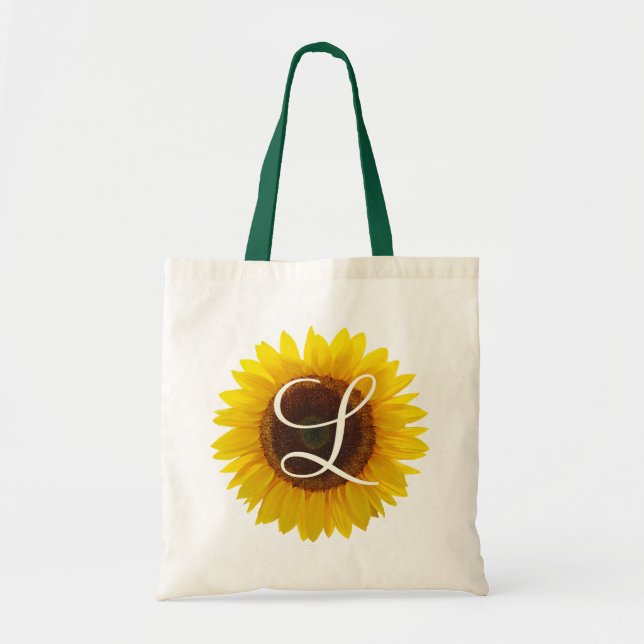 Bolso De Tela Imagen de monograma de girasol de un lado (Frente)