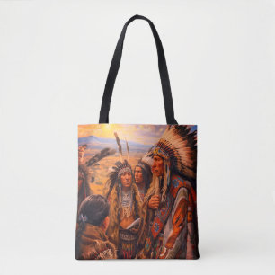 Bolso De Tela Imagen de tribu de indios americanos en el hombro