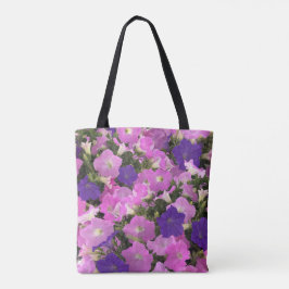Bolso De Tela Imagen fotográfica de flores rosadas y moradas de 