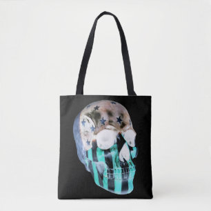 Bolso De Tela Imagen negativa del cráneo pintado en tote negro