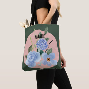 Bolso De Tela Imagen personalizada y nombre Cute acuarela floral