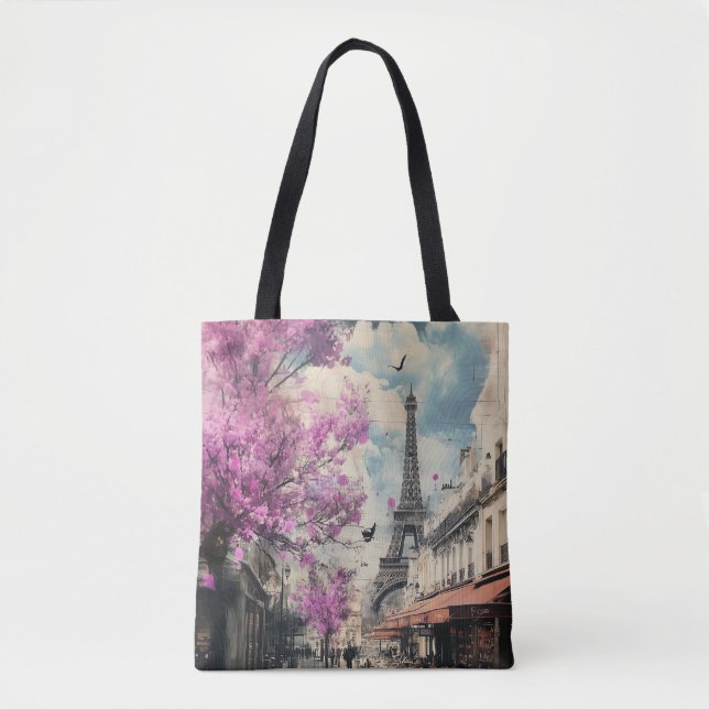 Bolso De Tela Imagen romántica de PAris con la torre Eiffel (Anverso)
