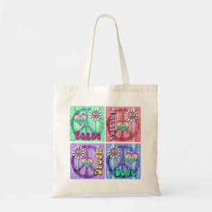Bolso De Tela Imagínese, soñe, paz, y ame el diseño gráfico