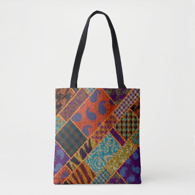 Bolso De Tela Imitación del patrón de patchwork indio con textur (Anverso)