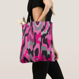 Bolso De Tela Impresión abstracta rosa y negra