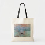 Bolso De Tela Impresión, amanecer, Claude Monet, 1872<br><div class="desc">Oscar-Claude Monet (14 de noviembre de 1840 a 5 de diciembre de 1926) fue un pintor francés, fundador de la pintura impresionista francesa y el profesional más consistente y prolífico de la filosofía del movimiento de expresar las propias percepciones ante la naturaleza, especialmente en lo que se refiere a la...</div>