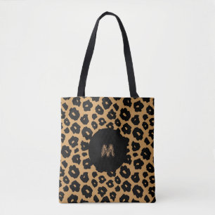 Bolso De Tela IMPRESIÓN ANIMAL salvaje Leopardo + Monograma