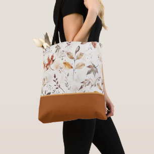 Bolso De Tela Impresión botánica de hojas de otoño acogedoras co