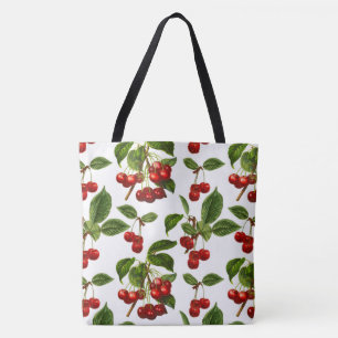 Bolso De Tela Impresión botánica de las cerezas del vintage en