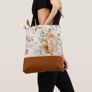 Bolso De Tela Impresión botánica floral de otoño acogedor con bl