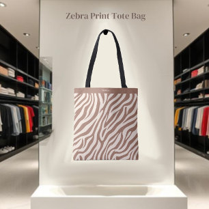 Bolso De Tela Impresión cebra-mousse Mocha-