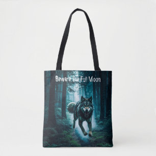 Bolso De Tela Impresión completa de Feral Wolf Halloween