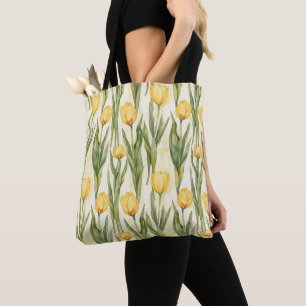 Bolso De Tela Impresión completa de tulipanes amarillos estilo a