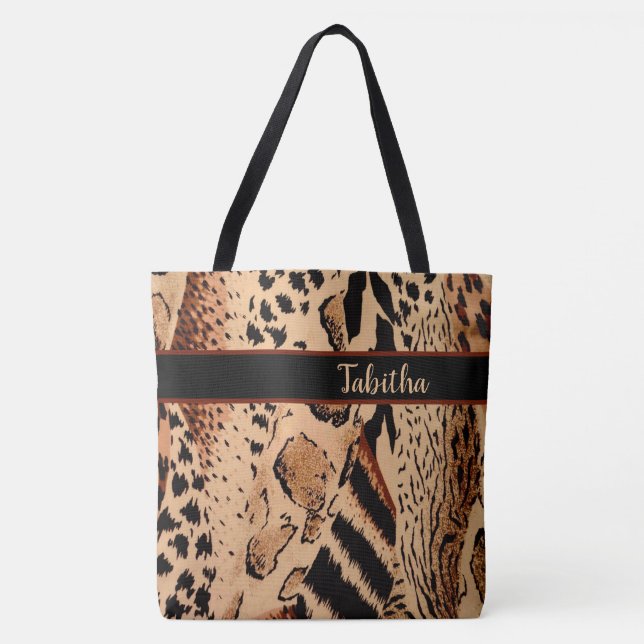 Bolso De Tela Impresión de animales (Anverso)