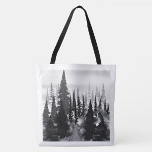 Bolso De Tela Impresión de arte de acuarela de bosques de pino m