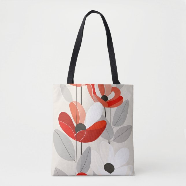 Bolso De Tela Impresión de arte floral moderno (Anverso)