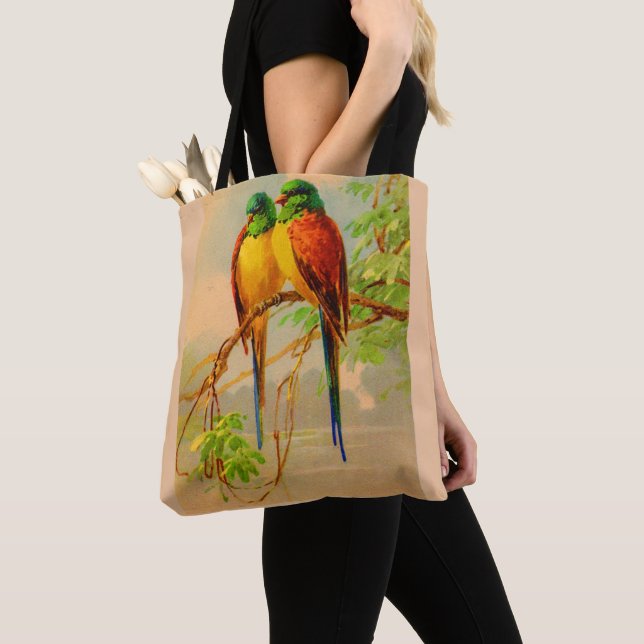 Bolso De Tela impresión de aves hermosas (Detalle)