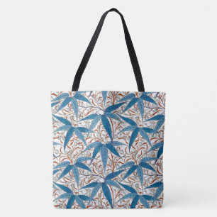 Bolso De Tela Impresión de bambú William Morris, azul denim y bl