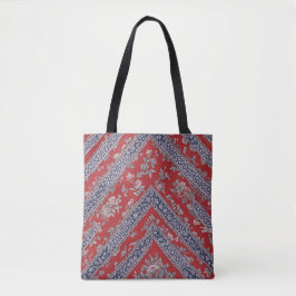 Bolso De Tela Impresión de bandana floral roja y azul