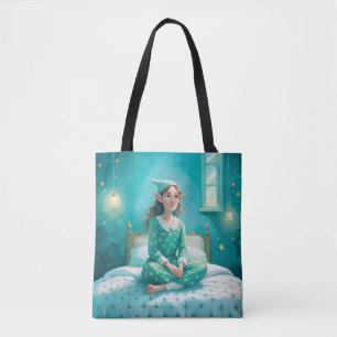 Bolso De Tela Impresión de bolsitas de arte azul chica