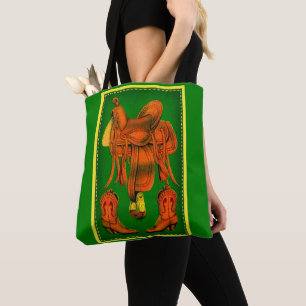 Bolso De Tela Impresión de botas de albarda y vaquero occidental