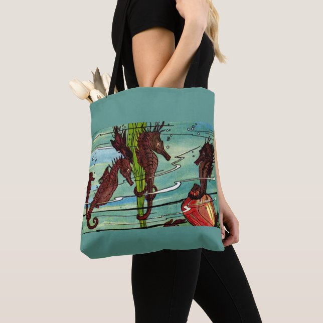 Bolso De Tela impresión de caballitos de mar (Detalle)