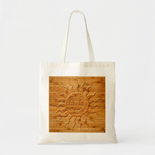 Bolso De Tela Impresión De Cara Sonriente De Sol Esculpida En Ma