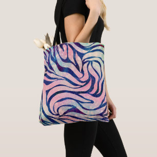 Bolso De Tela Impresión de cebra holográfica y azul metálico