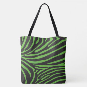Bolso De Tela Impresión de cebra verde negro y limón
