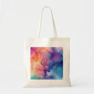Bolso De Tela Impresión de color de agua vibrante 1 Tote