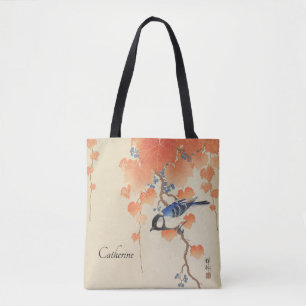 Bolso De Tela Impresión de color japonés vintage con pájaro