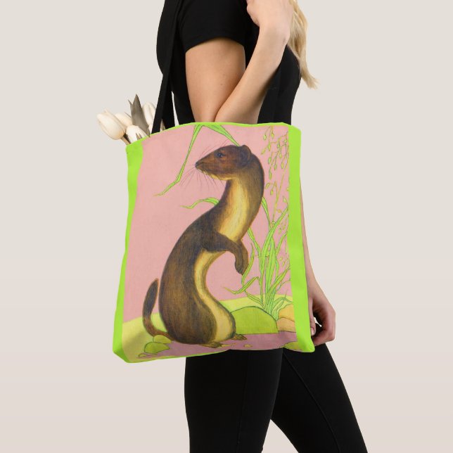 Bolso De Tela impresión de comadreja (Detalle)