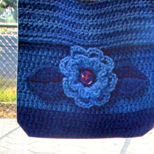 Bolso De Tela Impresión de crochet artesanal de flor azul de la  (Subido por el creador)