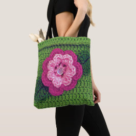 Bolso De Tela Impresión de crochet artesanal de hojas verdes de 