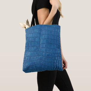 Bolso De Tela Impresión de cuero azul de Cocodrilo