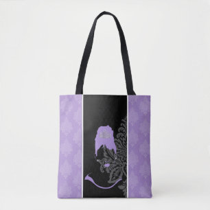 Bolso De Tela Impresión de damasco morado y negro