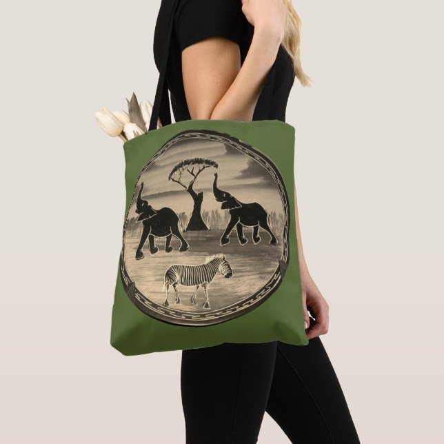 Bolso De Tela Impresión de elefantes africanos (Detalle)