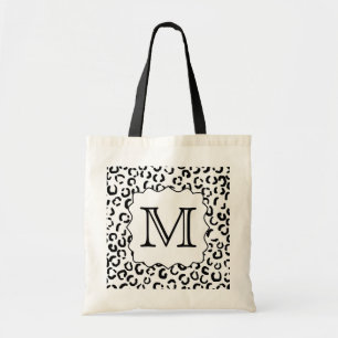 Bolso De Tela Impresión de encargo blanco y negro del leopardo